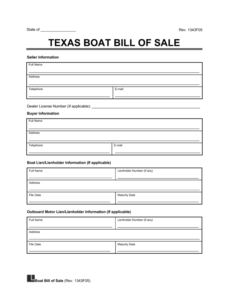 Texas Boat Bill Of Sale PDF