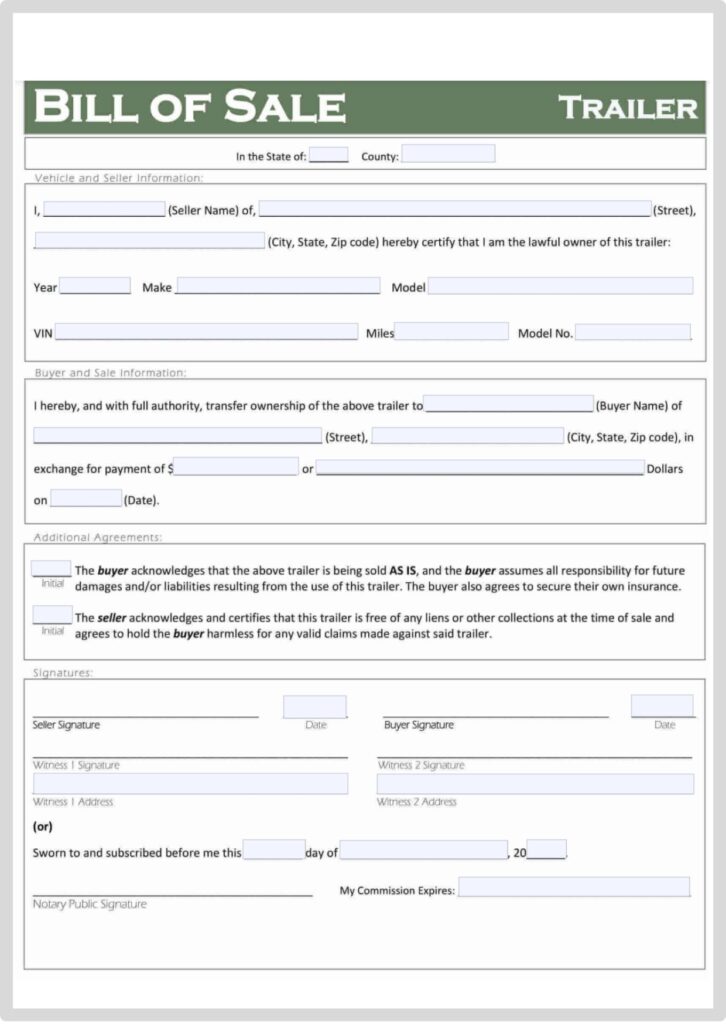 Texas Boat and Trailer Bill of Sale​