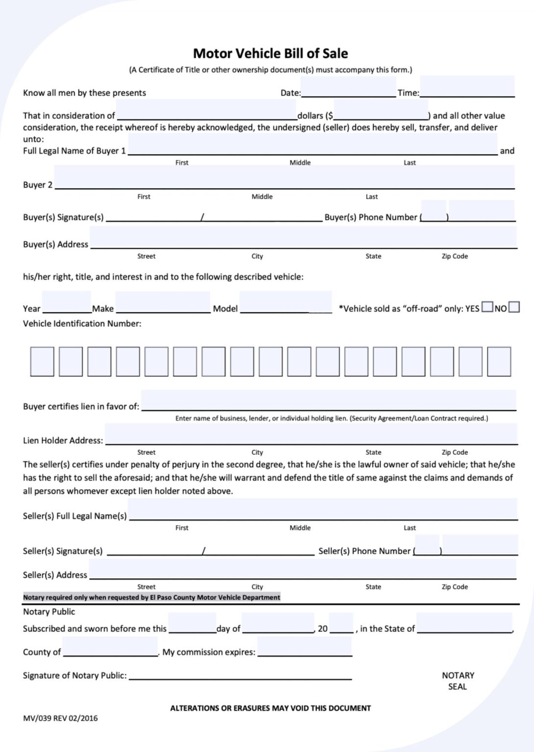 Free vehicle bill of sale texas form templates pdf bill of sale