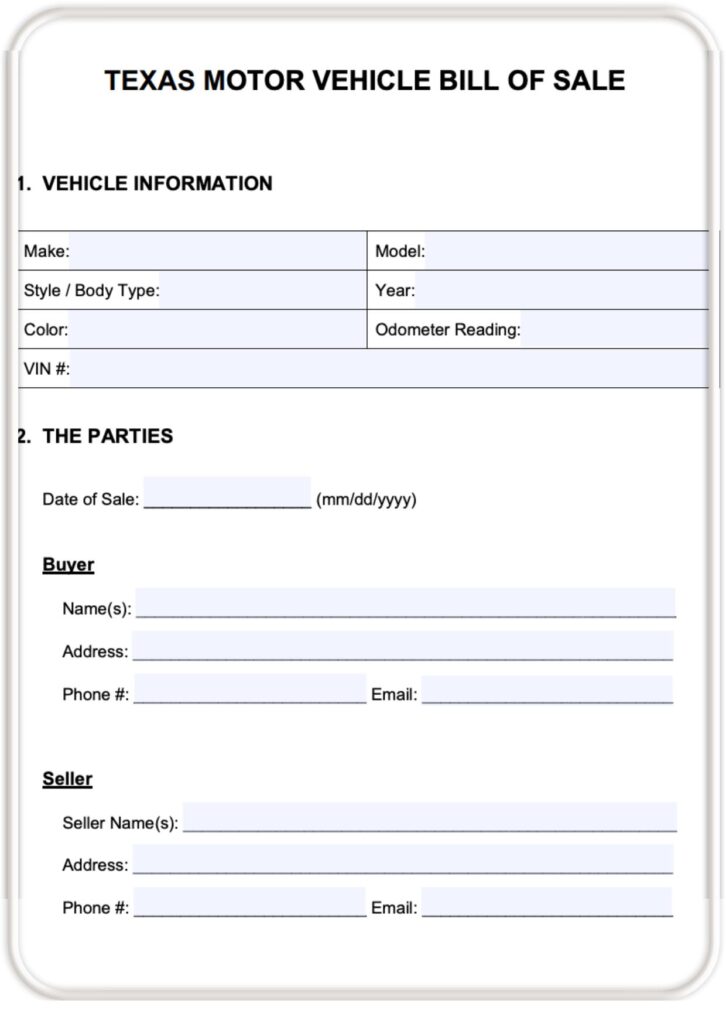 Texas Motorcycle Bill of Dale PDF​